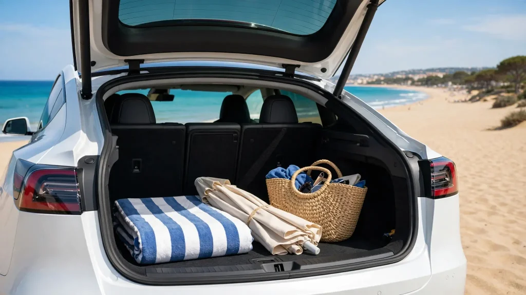 coffre de voiture parking plage sete